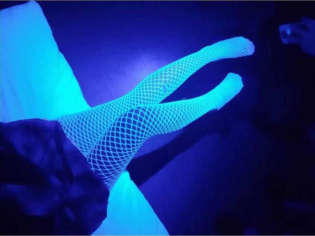 Luminous Glow-in-the-Dark Fishnet Stockings - Sexy, Slimming, Fluorescent Pantyhose with Hollow-Out Design