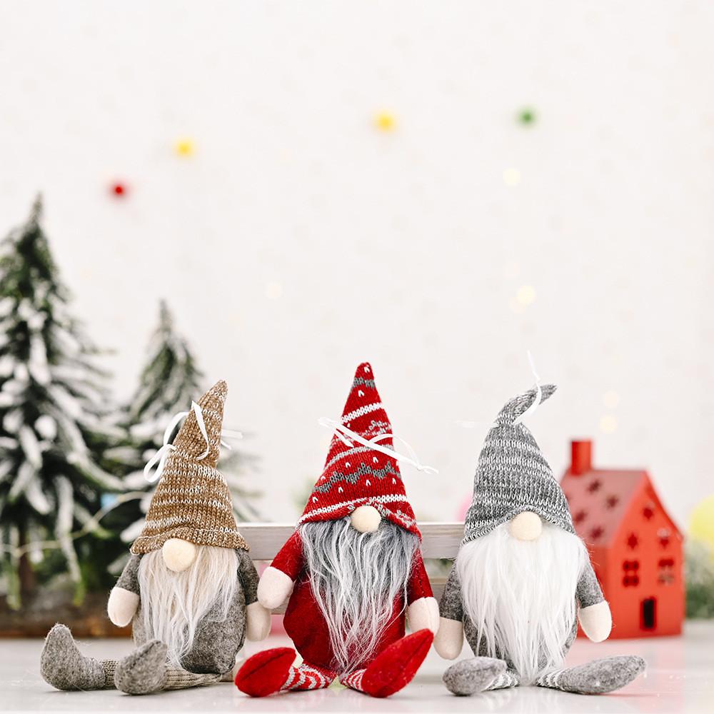 Plush Striped Festive Forest Old Man Hanging Leg Decoration For Holiday Cheer