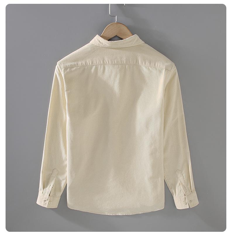 Мужская вельветовая рубашка-куртка с длинным рукавом: Повседневная рабочая одежда, однобортная, многослойная верхняя одежда