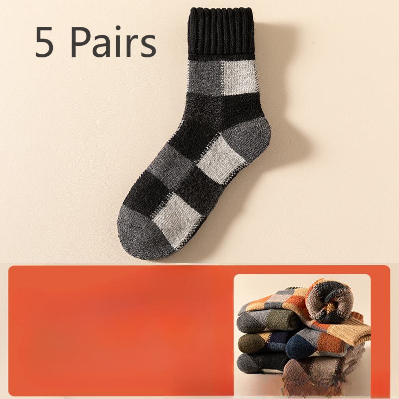 5 пар мужских осенне-зимних толстых и бархатных теплых шерстяных носков Ring Wool Tube Socks