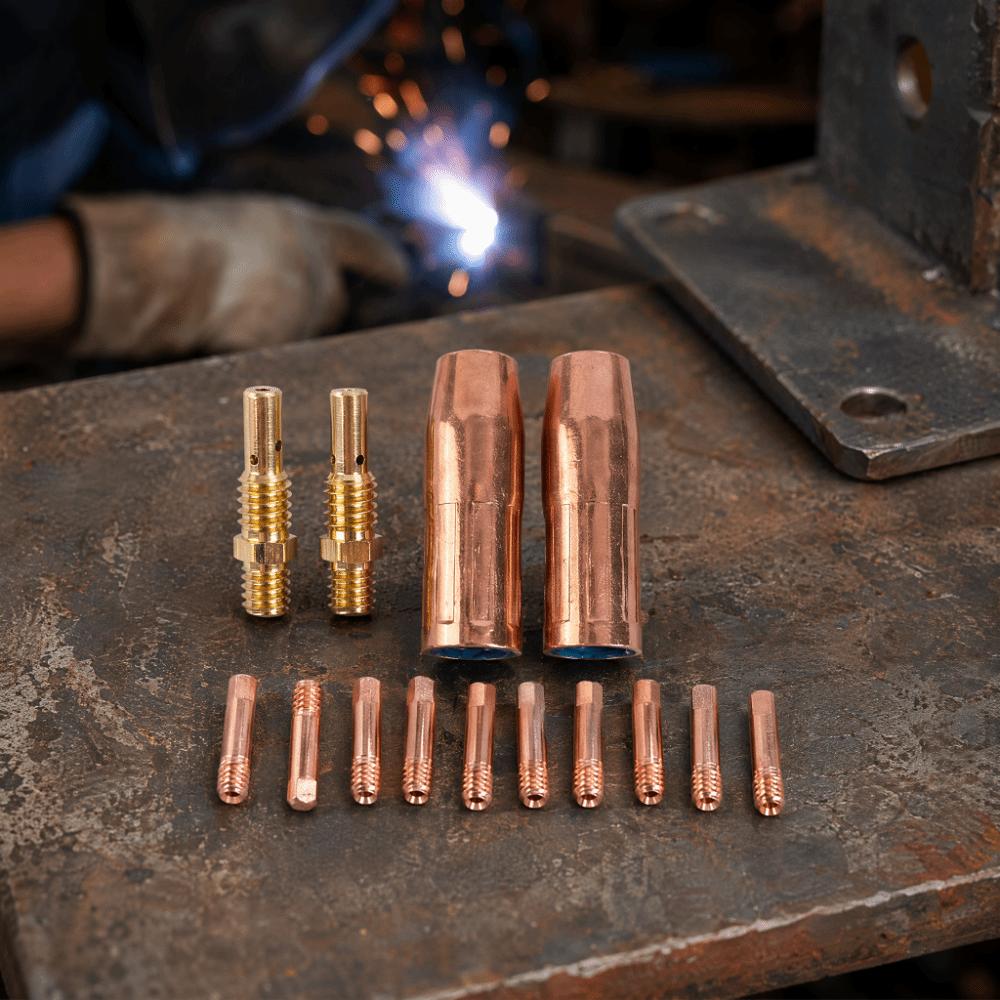 14pcs Standard Size Welding Machine Accessories Brass Gasless Nozzle For Professional Welding