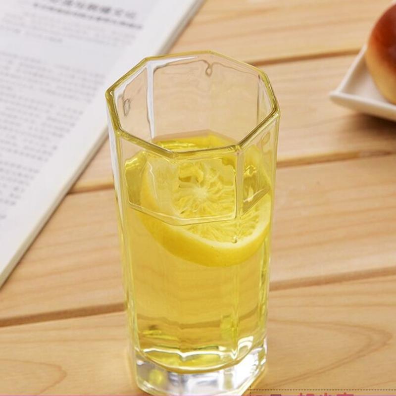 220ml Nordic Style Transparent Cocktail Glass Thick Bottom Octagonal Glass Cup Juice Tea Cups Party Beer Cup Elegant Glassware