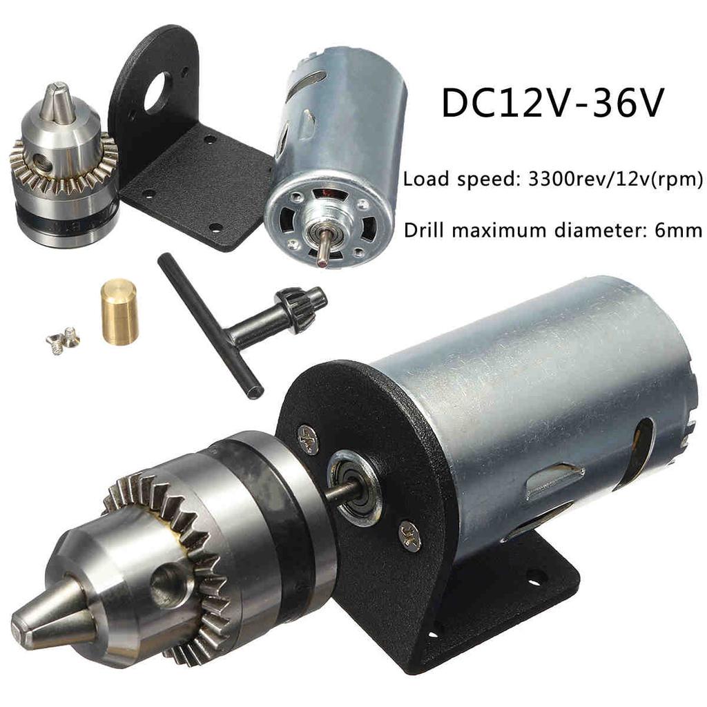 5-12V Mini Hand Drill DIY Lathe Press 555 Motor With Chuck+ Mounting Bracket New