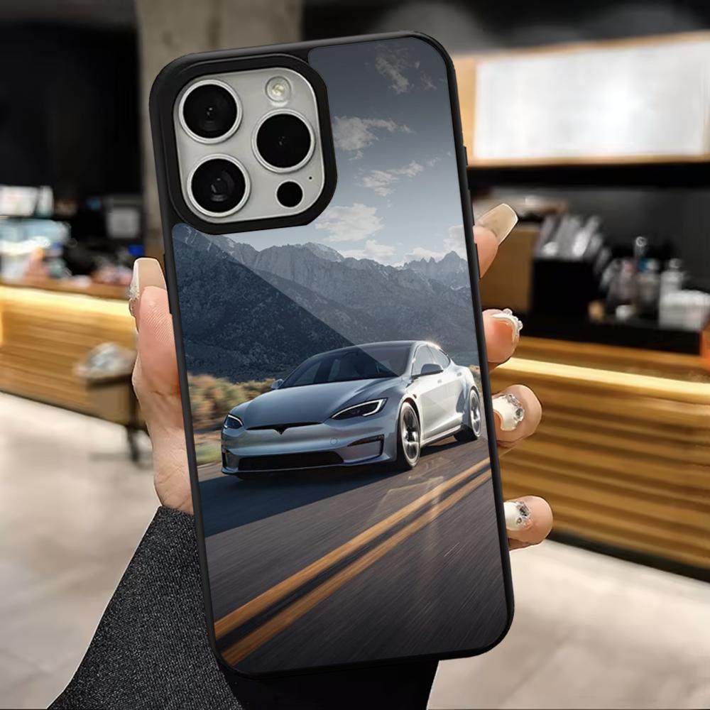 Спортивный чехол для телефона с изображением автомобиля T-Tesla Для iPhone 16,15,14,13,12,11,Pro,Max,Plus,Mini,Magsafe, Магнитный чехол для беспроводной зарядки
