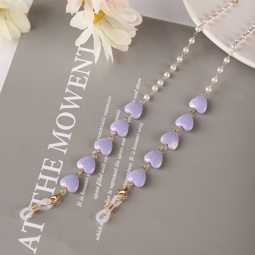 Neck Heart Shaped Pearl Sunglasses Chains Mask Anti-lost Chains Love Glasses Chains Spectacle Cord