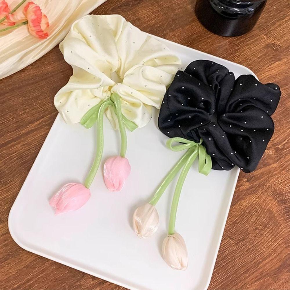 Elastic Material Tulip Headbands Spring Design Flower Elastic Hair Ties Fairy Style