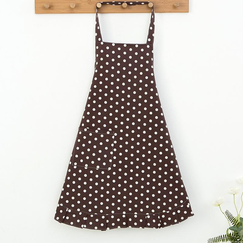 Cute Japanese Style Polka Dot Apron: Breathable, Hanging Neck, Waterproof & Oil-Proof for Kitchen.