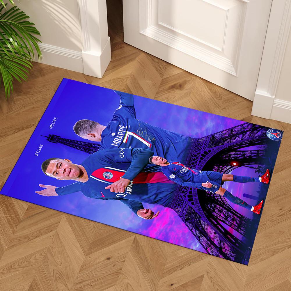 Star Player Kylian Mbappé Floor Mat Suitable for Decorate room Hallway Balcony Entryway Anti-slip Rug Anime Office Decor Gift for Festivals