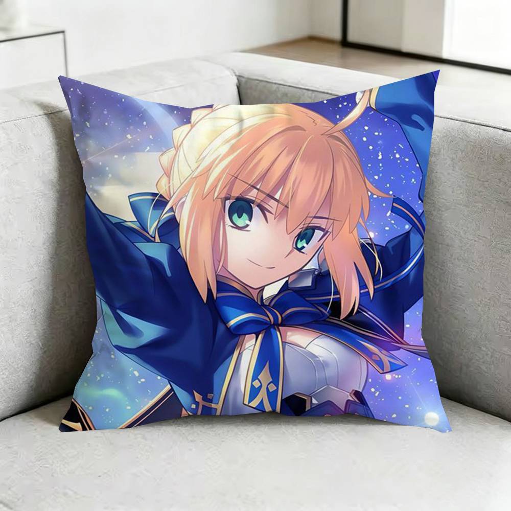 FFate SaberR Anime Pillow Case Square DoubleSided Sofa Cushion Cover Bedroom Bedside Pillow Gift