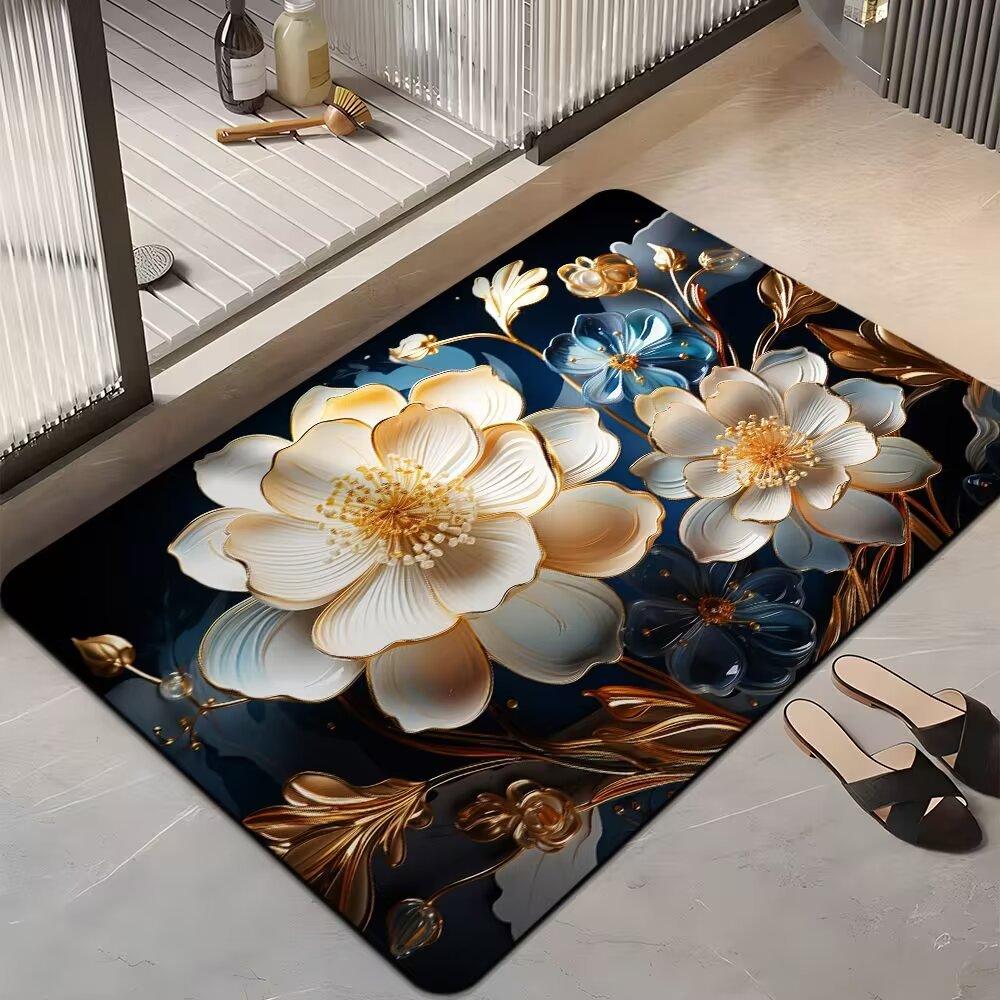 Ins Light Luxury Home Коврик для ванной комнаты Впитывающий нескользящий Простой в уходе Мягкий коврик для двери ванной комнаты Быстросохнущий коврик
