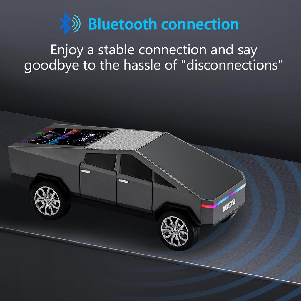 Портативная колонка-реплика пикапа с Bluetooth, с дисплеем, HD-звук, TWS-сопряжение, FM-радио, встроенный микрофон для звонков в режиме громкой связи, LED