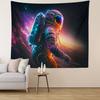 Cyber Neon Astronaut Tapestry, Colorful Gradient Nebula Wall Hanging for Bedroom Living Room Dorm Decor