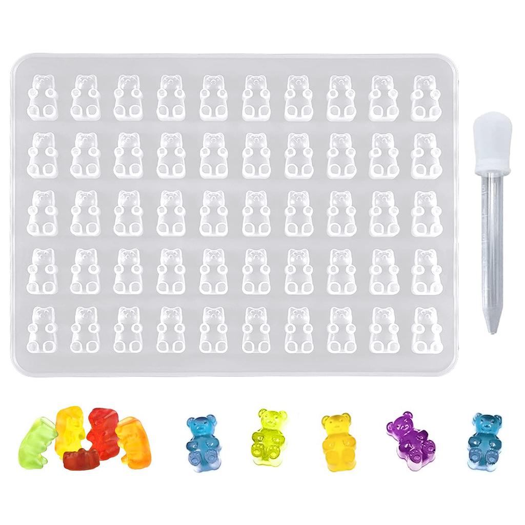 LIANHATA Bear Silicone Translucent Epoxy Resin Soft 50 Cute DIY Handmade UV Cutting Mold with Pipette Mold, Mold, Mini, Cavities, Accessories,