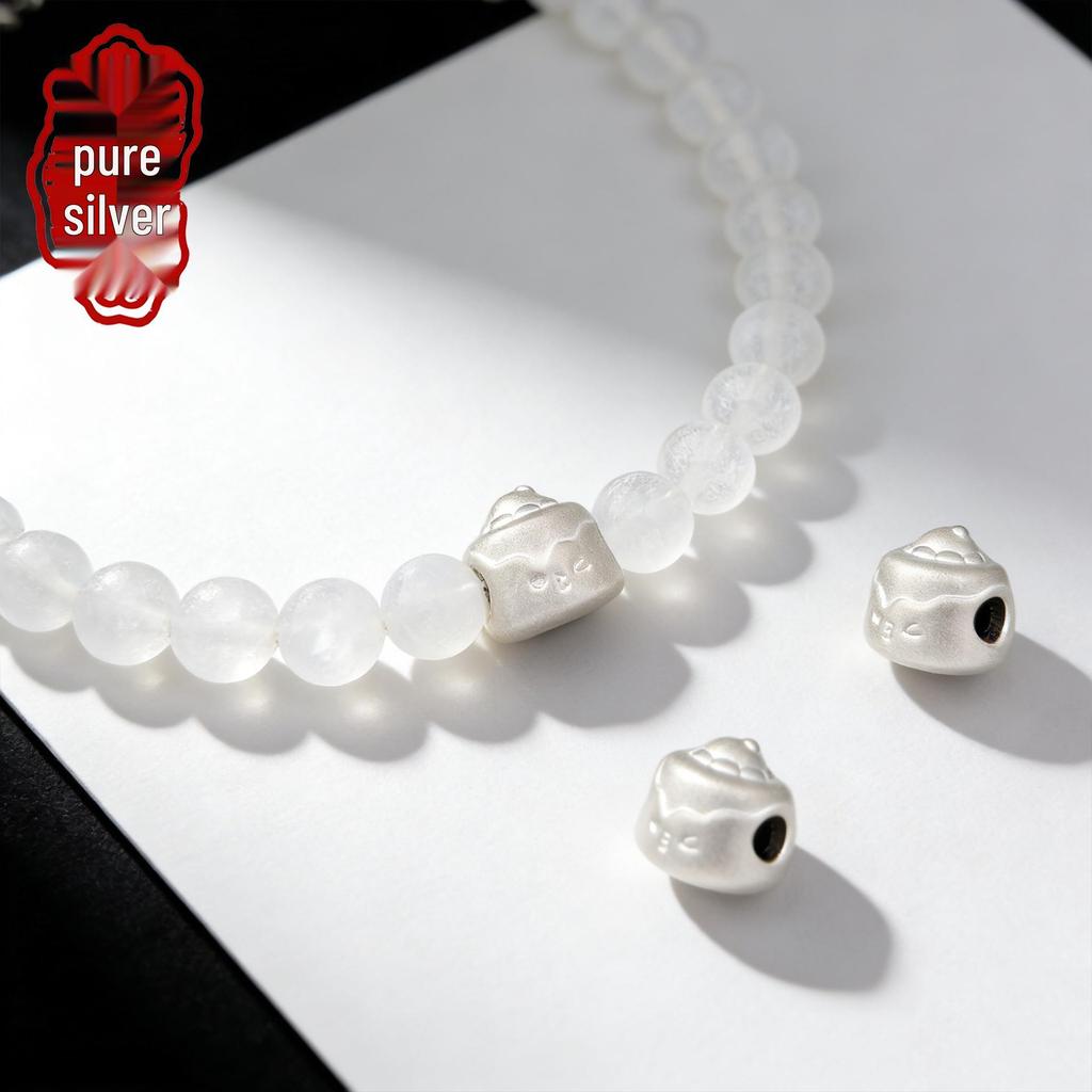Серебро 999 пробы Бусина для торта DIY Аксессуары для браслетов-разделителей ювелирных изделий - Милые формы Каваи