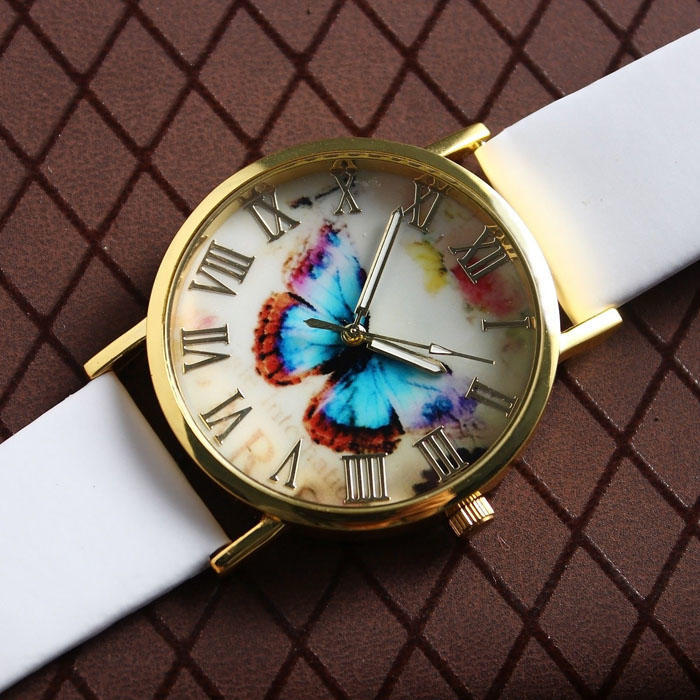 New Casual Women Watches Fashion Butterfly Watches Leather Band Quartz Wristwatches Ladies Watches Relogio Feminino Hodinky