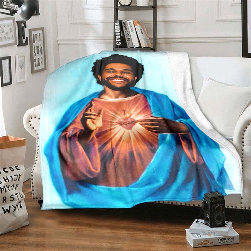 The customizable T-The Weeknd flannel soft blanket is suitable for home, bedroom, bed, sofa, travel, and children's use.