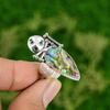 Natural Abalone Shell Skull And Bone Adjustable Ring 925 Silver For Women