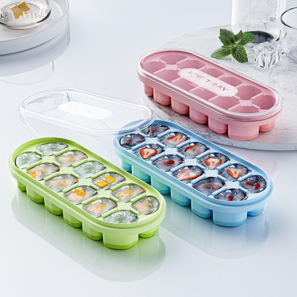 12 Grids Ice Cube Mold with Removable Lid Ice Blocks Maker New Ice Cube Trays Cocktail Freezer