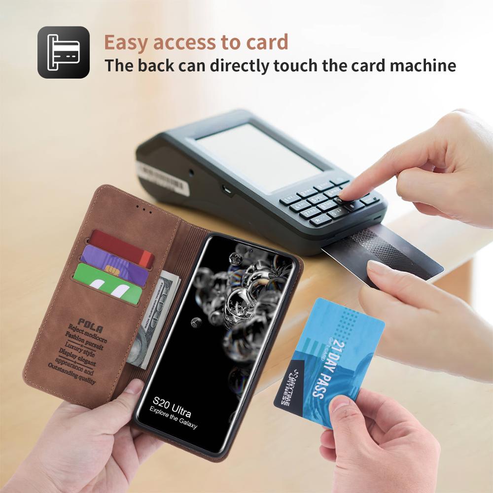 Кожаный чехол-книжка для Samsung Galaxy S25 S24 Ultra S23 S22 S21 S20 FE S10 Plus Note 20 10 9 5G с магнитной застежкой