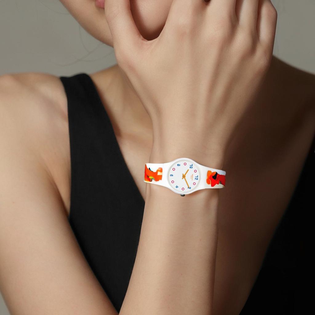 Swatch Кварцевые часы 30м водозащита Белый циферблат Женские часы LW154