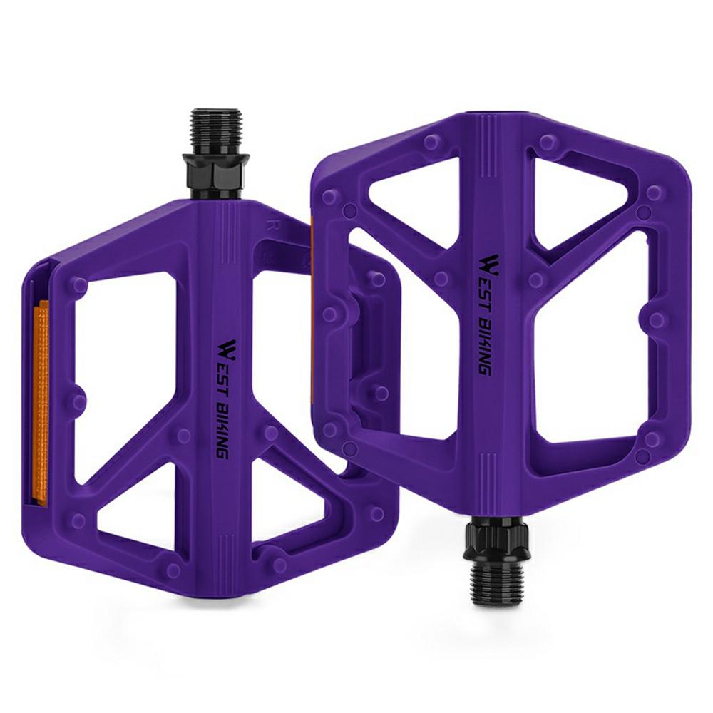 WEST BIKING YP0802150 1 Pair Nylon Widened Pedals for Mountain Road Bike Anti Slip Bicycle Pedals with Reflector