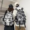 Student School Bag Nylon Backpack Men's Large Capacity Graffiti Backpack