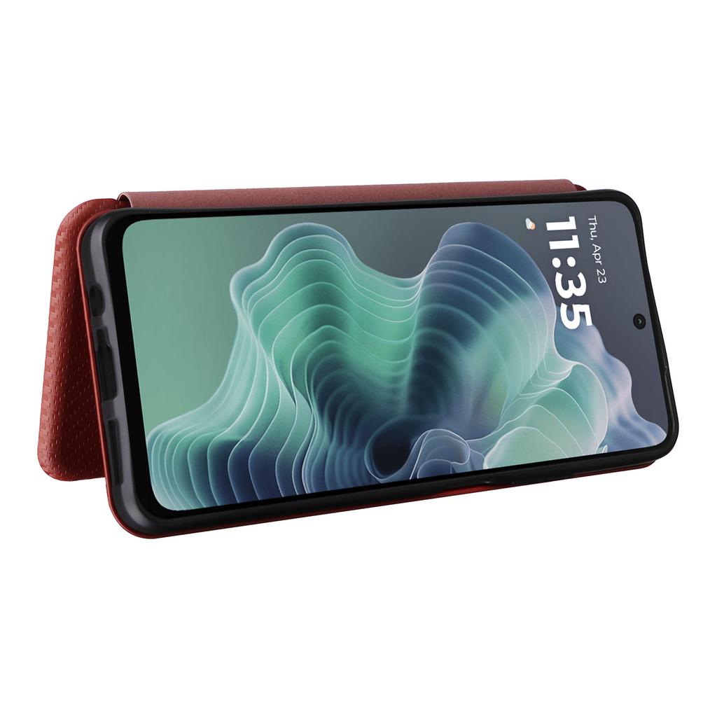 For Motorola Moto G35 5G Case Carbon Fiber Texture Drop-Proof PU Leather Phone Cover