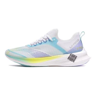 Кроссовки Li Ning Feidian Challenger One Piece Woven Speed Low Top для бега, мужские кроссовки, белые, синие, фиолетовые, ARMR011-1