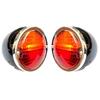 Tractor Taillight Assembly | Black Body | Chrome Ring | Red/Red Lens with 12V Bulbs for Jeep Willys | MF & John Deere