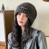 Осенне-зимняя шерстяная шапка, модная корейская теплая шапка, женская шапка для защиты ушей от холода, шапка-пуловер, однотонная, универсальная, маленькая вязаная шапка, подчеркивающая лицо