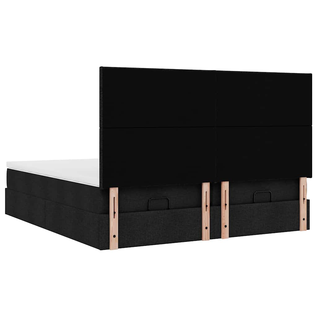 Ottoman Bed with Mattresses & LEDs Black 160x200 cm Fabric