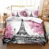 3D Eiffel Tower Bedding Set French Romantic Love Duvet Cover 2/3 Pieces AU180 * 210 Single/Double Soft Washable Home Decoration