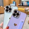 Корейский милый гальванический чехол с ремешком в форме сердца для iPhone 14 13 Mini 12 11 Pro Max X XS XR 7 8 Plus, ударопрочный чехол-подставка
