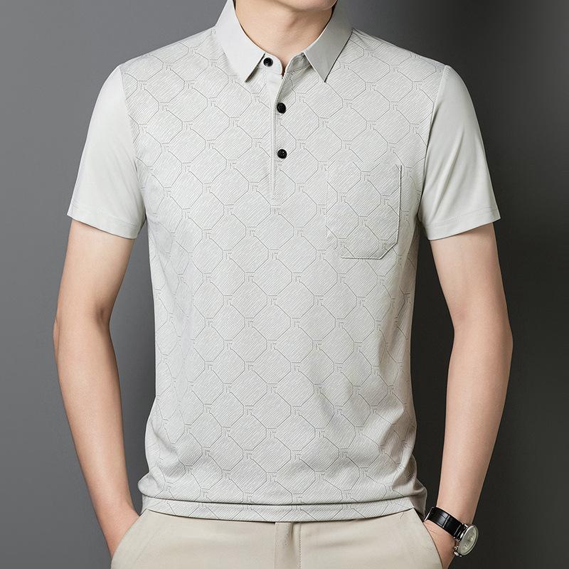 Рубашка поло с коротким рукавом, дышащая, средняя, мужская футболка с лацканами, нижняя часть рубашки