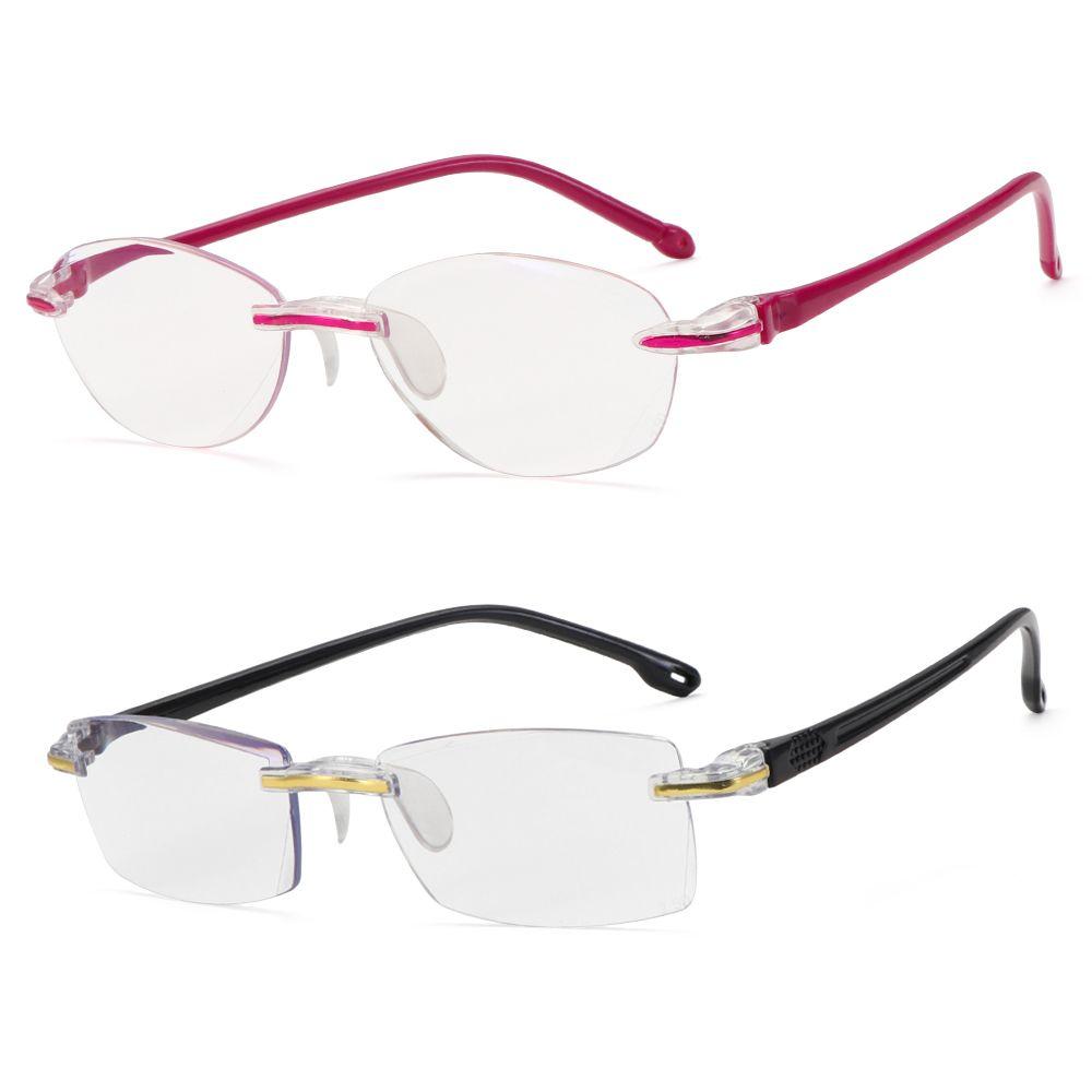 Readers Glasses Presbyopia Eyeglasses Rimless Reading Glasses Diamond Cutting Blue Light Blocking
