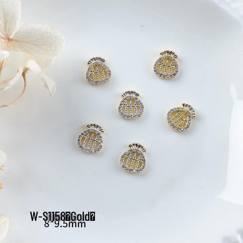 Новогодний маникюр: Роскошный подвеска-мешочек с цирконием и золотой инкрустацией из страз, носимые аксессуары для ногтей