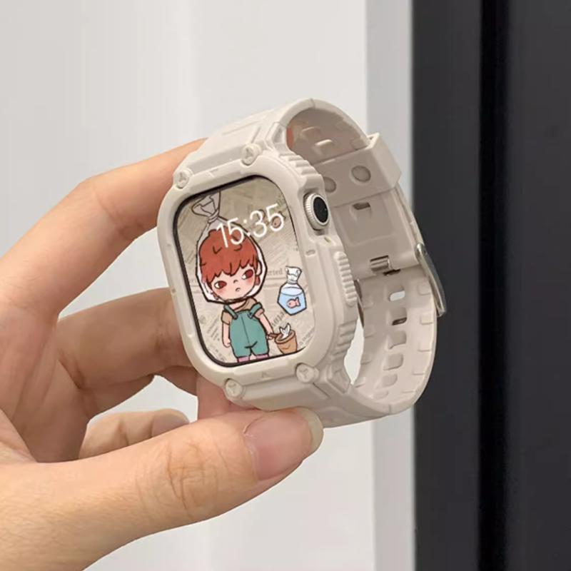 Ремешок для чехла для Apple Watch Ultra 49 мм, 45 мм, 44 мм, 41 мм, 40 мм, силиконовый ремешок для Iwatch Series 8 7 6 Se 5 4, защитный чехол-браслет