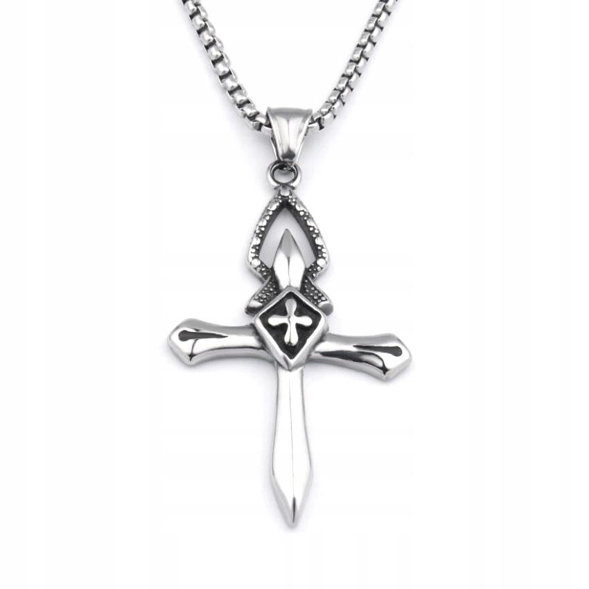Necklace Silver Steel Cross Prayer 368