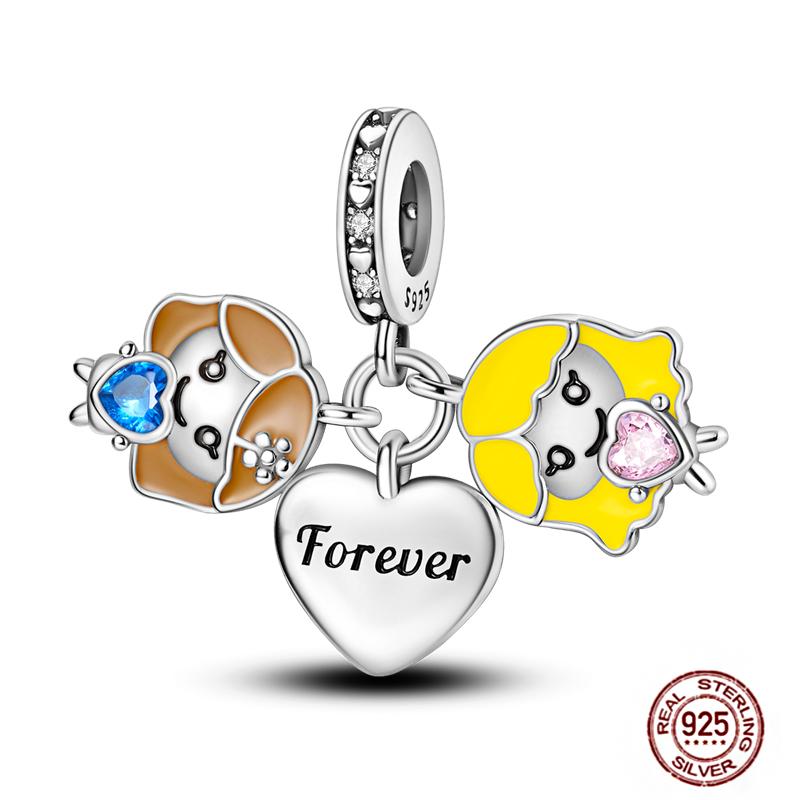 Медные Шармы Большая Любовь Мама Семья Сестра Розовое Сердце Тюльпан Бусины Ча Подходят для Оригинального Браслета Сделай Сам Ювелирный Подарок на День Матери