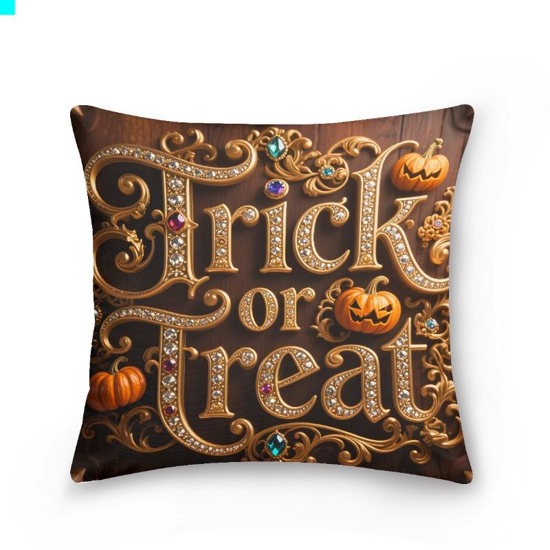 Наволочка на Хэллоуин 'Trick Or Treat' 'Boo Клоун' Односторонняя Печать Скрытая Молния Креативный Стиль Домашний Декор