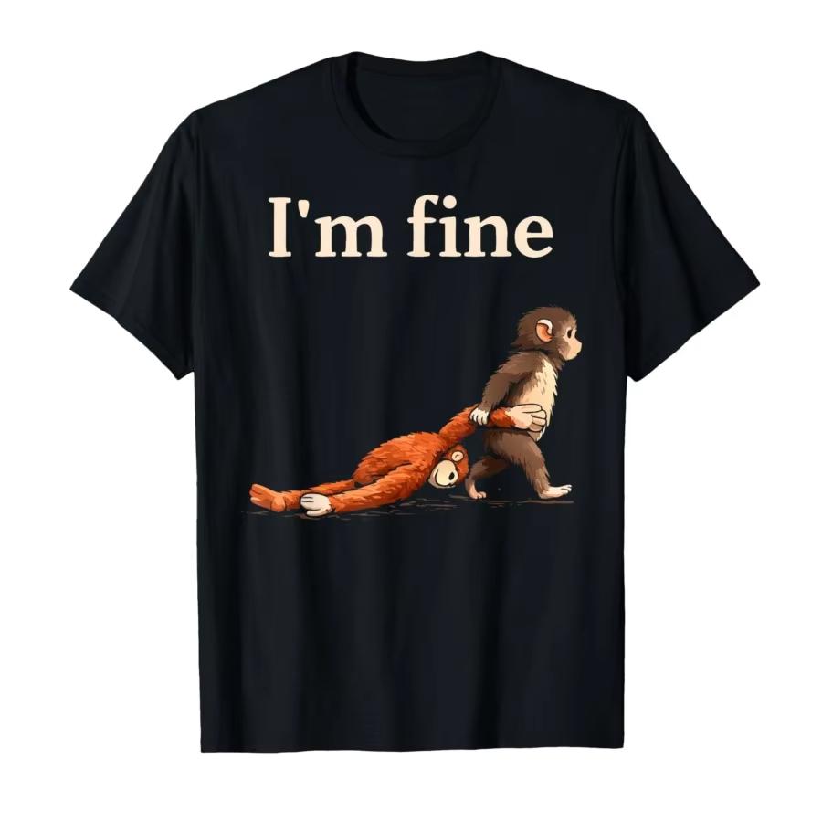 Cute Punch Monkey Printed Tshirt Summer Mens and Womens Pure Cotton Clothes Harajuku Fashion Short Sleeve Tshirt Unisex