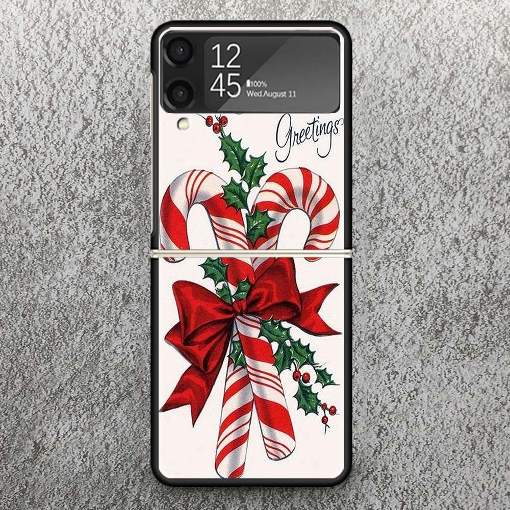 Christmas Santa Claus Present Print Case For Samsung Galaxy Z Flip 3 4 5 6 7 5G Phone Shell Flip7 Flip6 Flip5 Flip4 Flip3 Patter