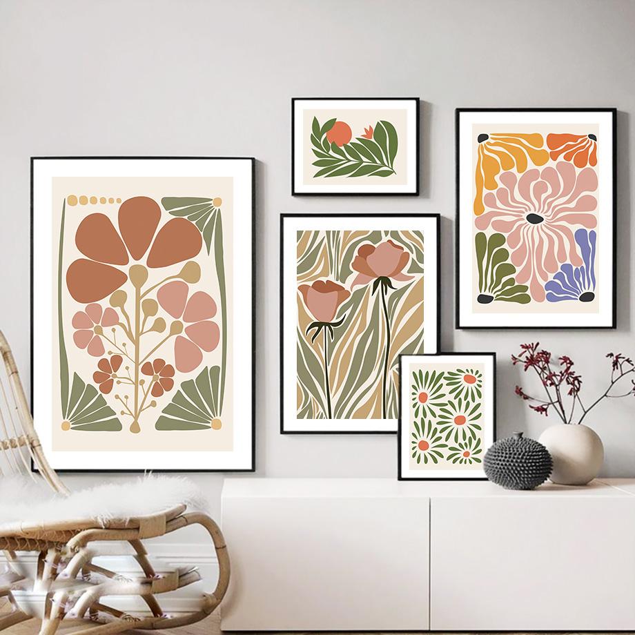 Роза неправильной цветовой гаммы, геометрические фигуры, настенные художественные постеры, принты, скандинавская картина на холсте, абстрактные картины, декор для гостиной