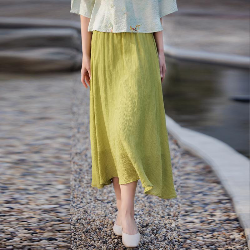 Современный китайский дзен Свободный женский ханьфу большого размера Юбка и топ