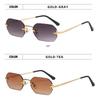 Ретро Солнцезащитные очки Винтажные очки Маленькие Безободковые Очки 90-х Металлическая оправа для Женских и Мужских Модных Аксессуаров