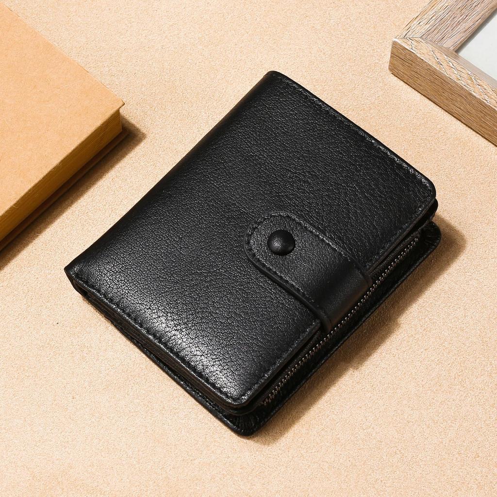 Многофункциональный мужской кошелек Crazy Horse из коровьей кожи, натуральная кожа, пряжка RFID, повседневный короткий кошелек в стиле ретро