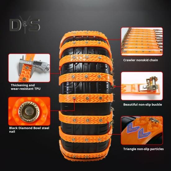 8Pcs Anti-Slip Tire Snow Chains Universal Car Snow Chains for SUVs Trucks Pickups Emergency Adjustable Tire Chain for Rain Snow Sand Mud