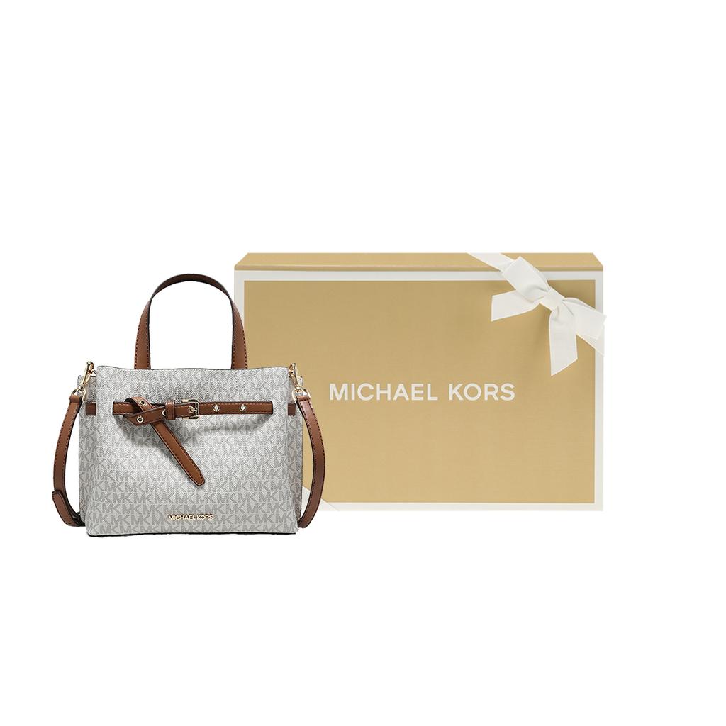 New MICHAEL KORS Emilia Canvas Square Handbag, Shoulder Bag, Crossbody Bag Small Women's Vanilla White 35H0GU5S1B-VANILLA