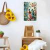 1 piece American country style tinplate wall hanging, colorful floral and bird pattern home wall decoration, living room and ent