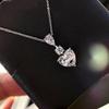 Huitan Heart Cubic Zirconia Necklace Women for Engagement Wedding Exquisite Pendant Necklace Female Accessories Love Jewelry